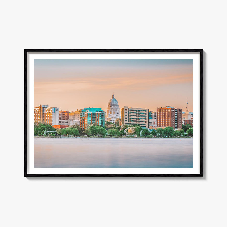Wisconsin colorful photo poster of United States – horizontal wall art, unframed print shown in interior mockup