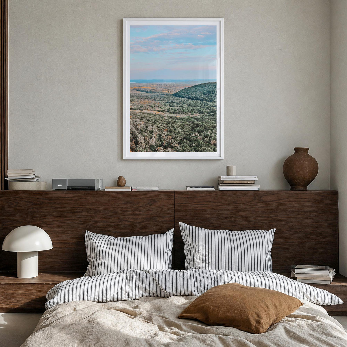 Wisconsin no. 1 colorful photo poster of United States – vertical wall art in white wood frame with white border, hanging on 