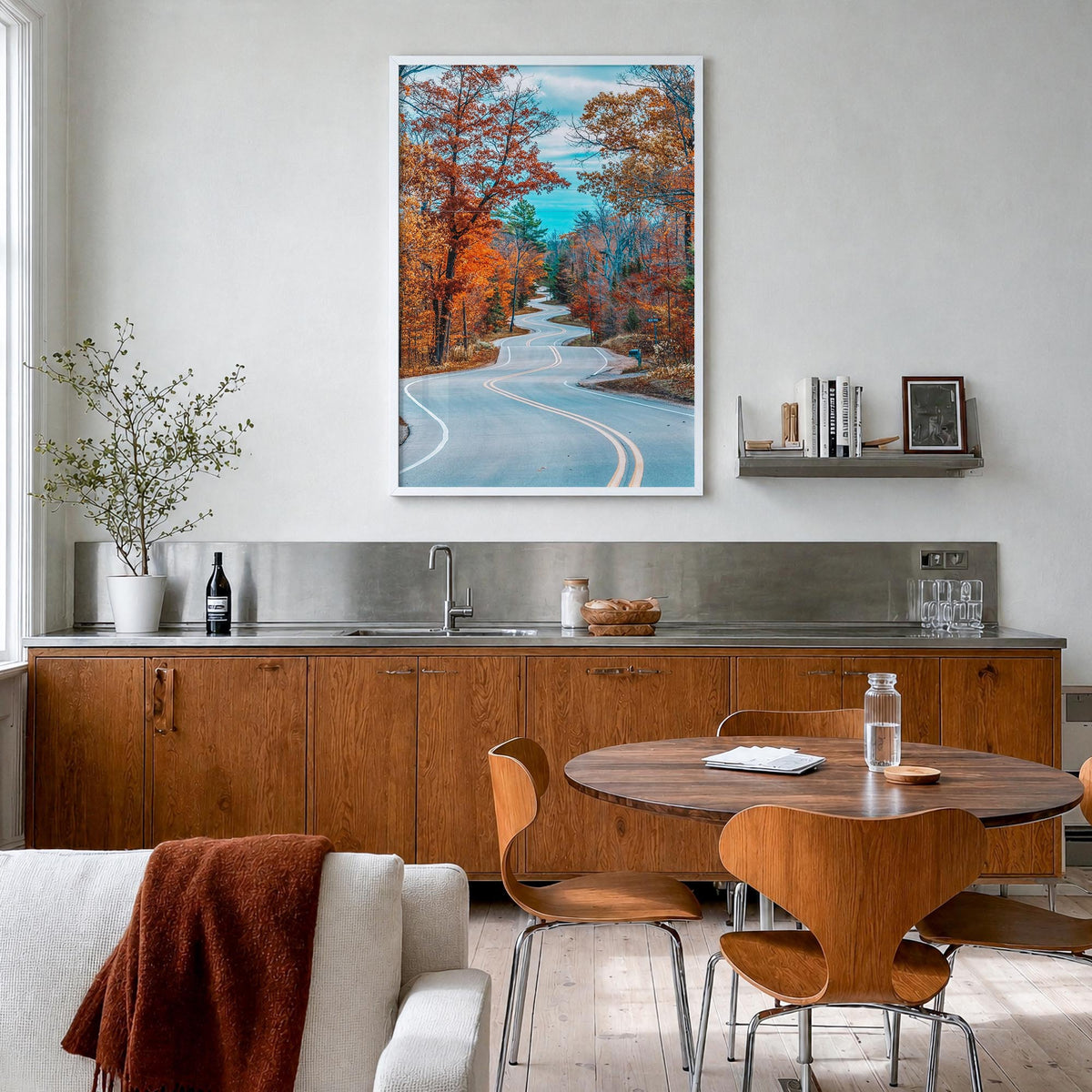 Wisconsin no. 2 colorful photo poster of United States – vertical wall art in white wood frame, hanging on wall