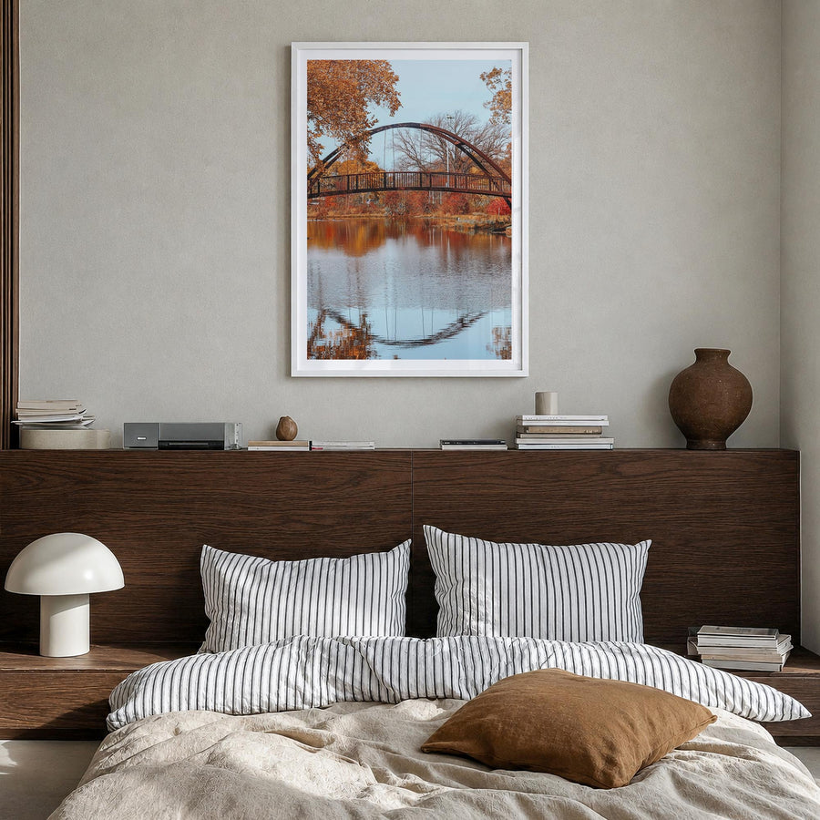 Wisconsin no. 3 colorful photo poster of United States – vertical wall art in white wood frame with white border, hanging on 
