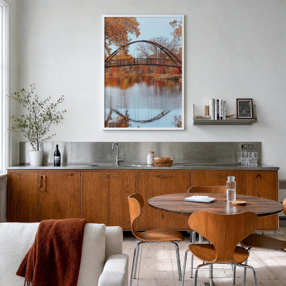 Wisconsin no. 3 colorful photo poster of United States – vertical wall art in white wood frame, hanging on wall