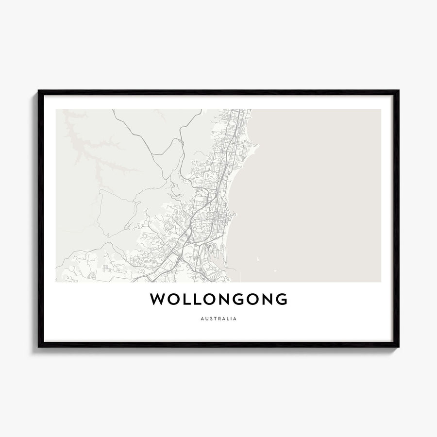Wollongong Map Poster, framed poster mockup