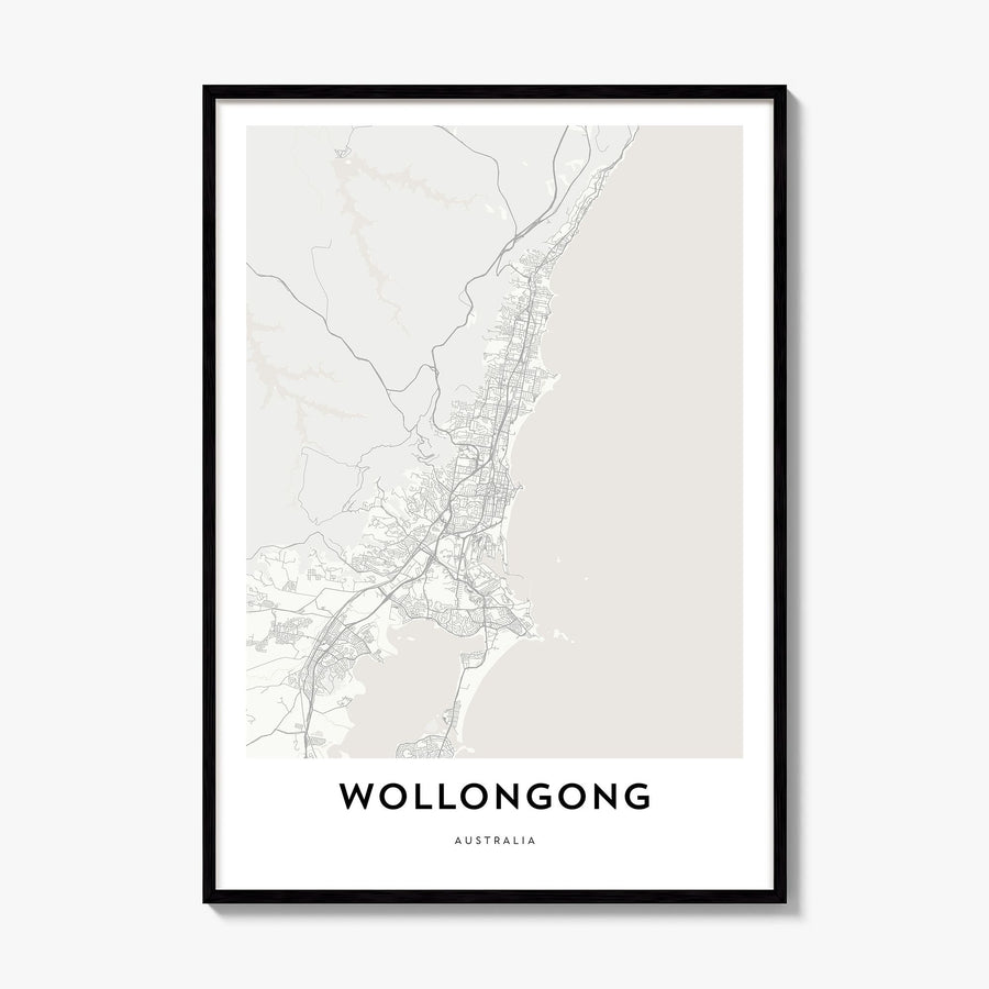 Wollongong Map Poster, framed poster mockup