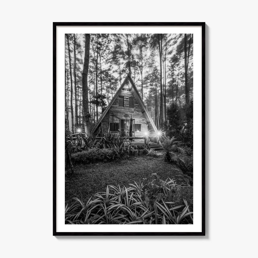 Wooden Cabin Logs Photo No 2 Poster, framed poster mockup, white border