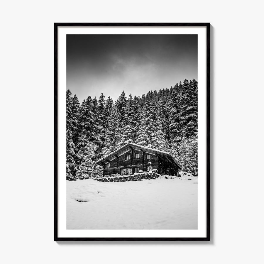 Wooden Cabin Logs Photo No 3 Poster, framed poster mockup, white border