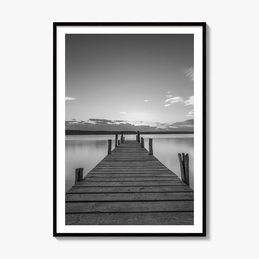 Wooden Dock Photo Poster, framed poster mockup, white border
