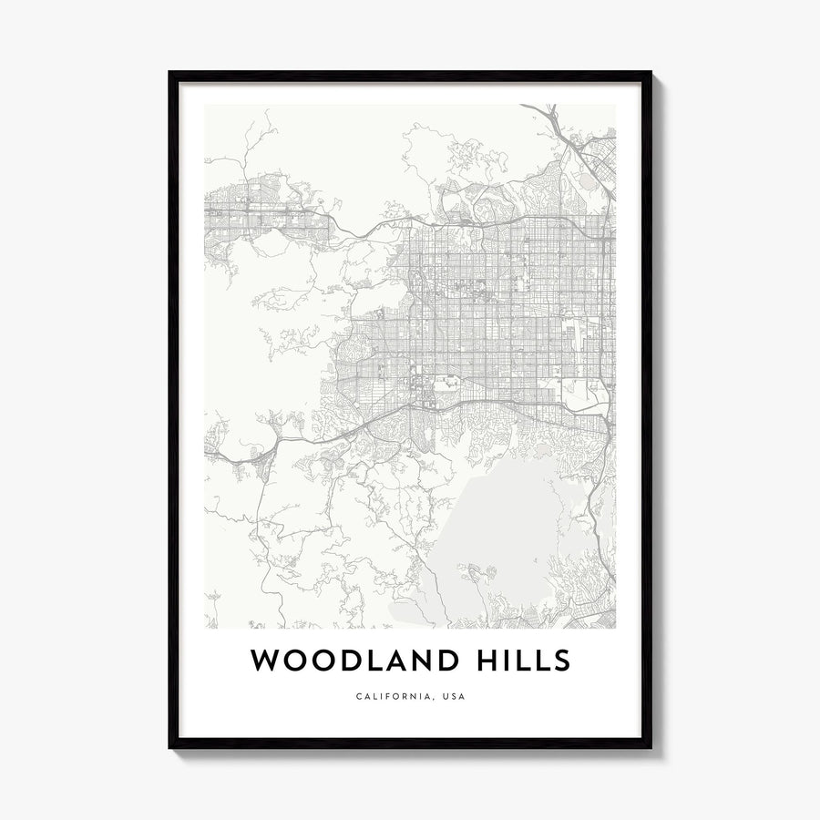 Woodland Hills Map Poster, framed poster mockup