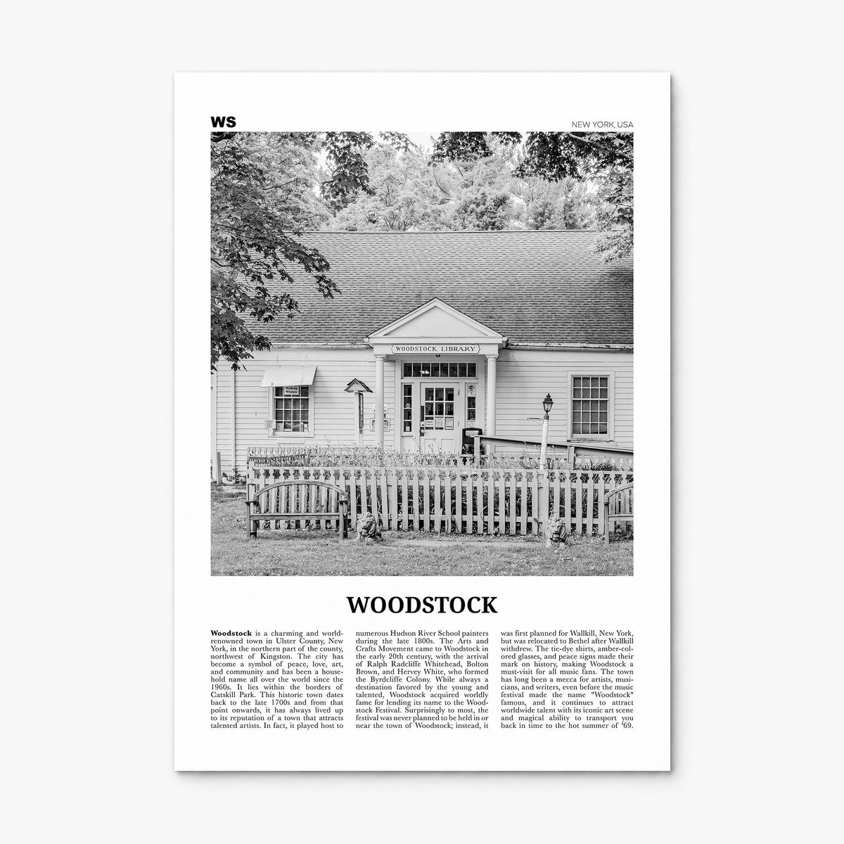 Woodstock, New York Newspaper Poster, print only (unframed)