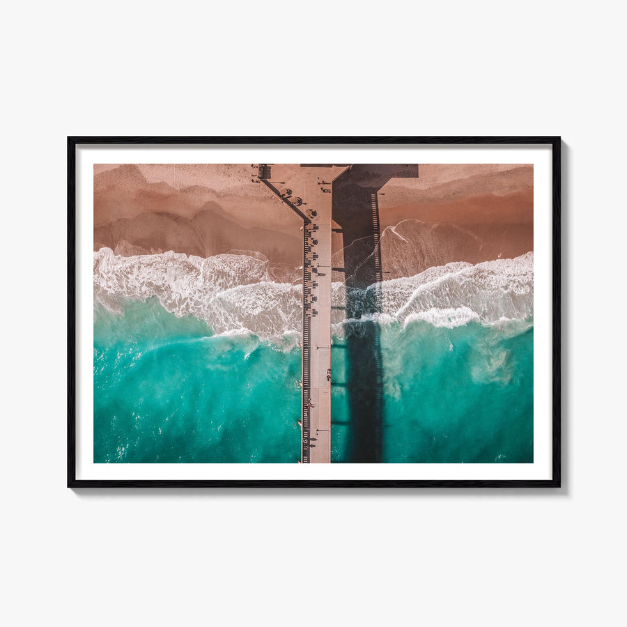 Wrightsville Beach colorful photo poster of North Carolina, USA – horizontal wall art, unframed print shown in interior mocku