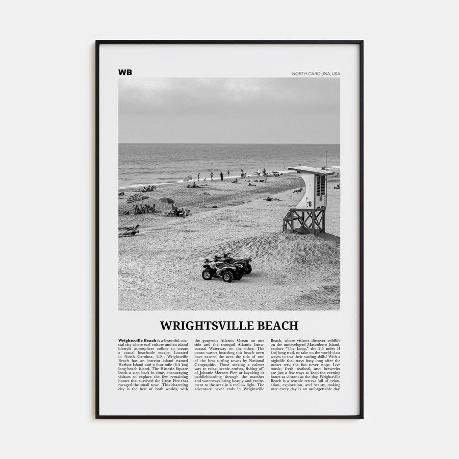 Wrightsville Beach No 2 Poster Black Metal / 8x12 in Nbourhood Travel B&W Poster