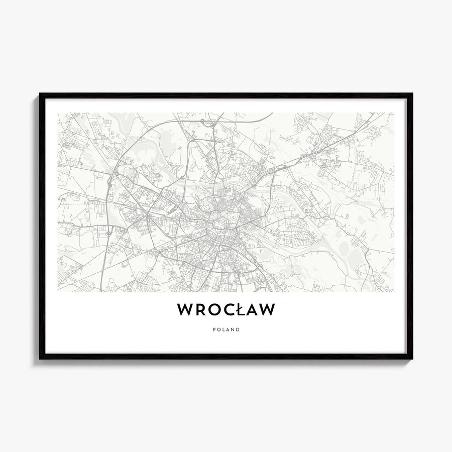 Wrocław Map Poster, framed poster mockup