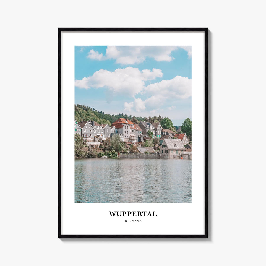 Wuppertal colorful classic poster of Germany – vertical wall art, unframed print shown in interior mockup