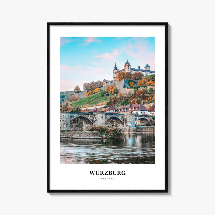 Würzburg colorful classic poster of Germany – vertical wall art, unframed print shown in interior mockup