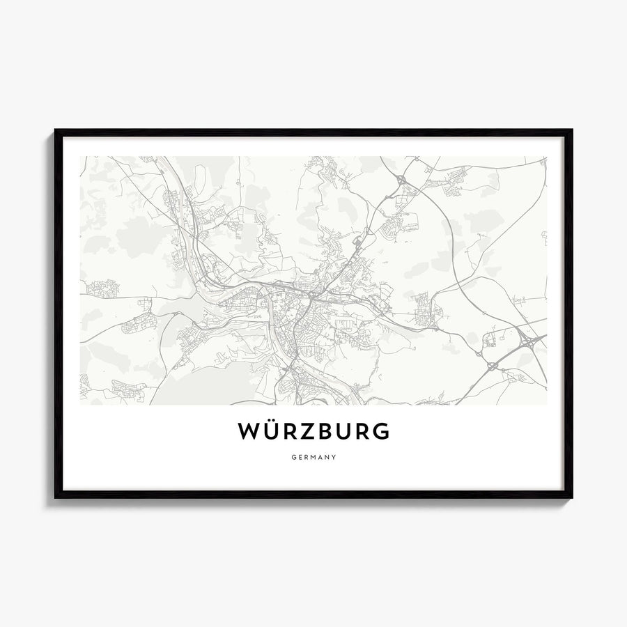 Würzburg Map Poster, framed poster mockup