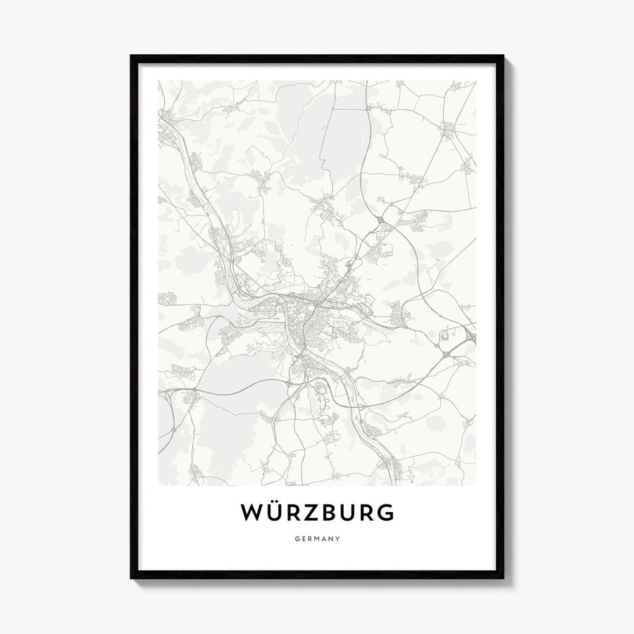 Würzburg Map Poster, framed poster mockup
