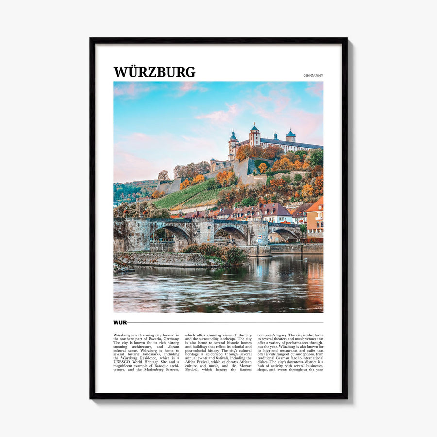 Würzburg Travel Poster, framed poster mockup
