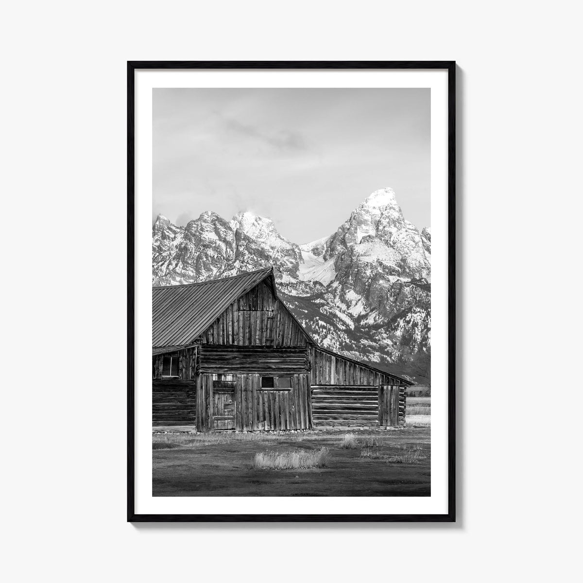 Wyoming black & white photo poster of United States – vertical wall art, unframed print shown in interior mockup