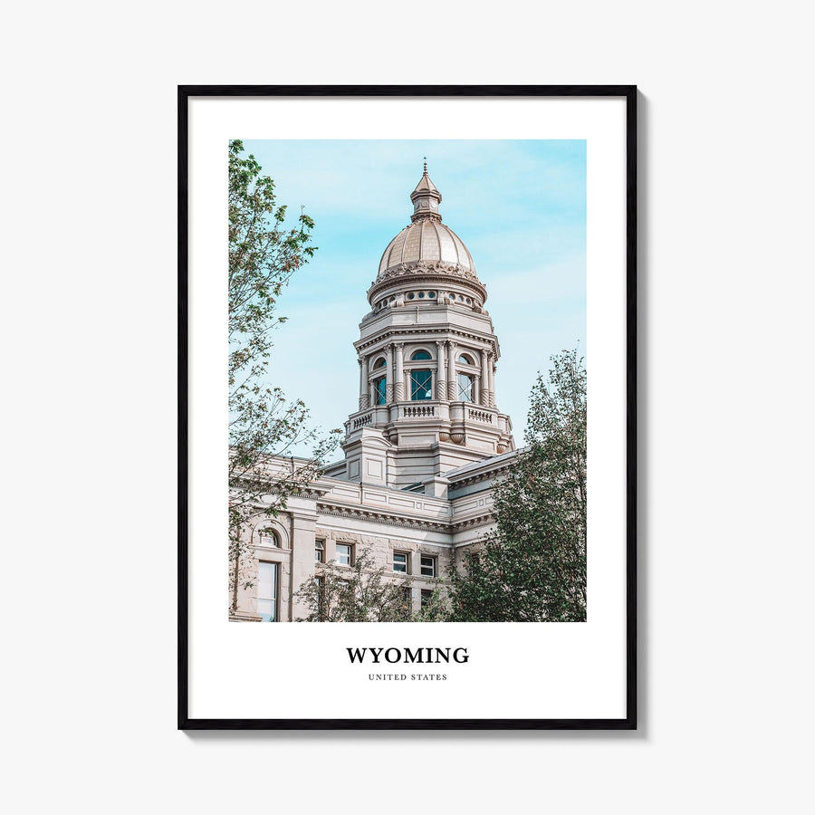Wyoming colorful classic poster of United States – vertical wall art, unframed print shown in interior mockup