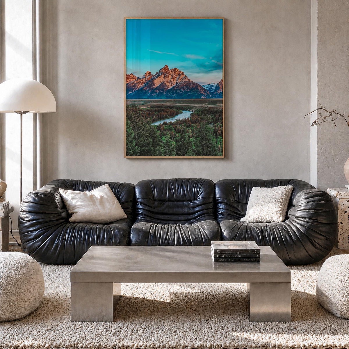 Wyoming colorful photo poster of United States – vertical wall art in natural wood frame, hanging on wall