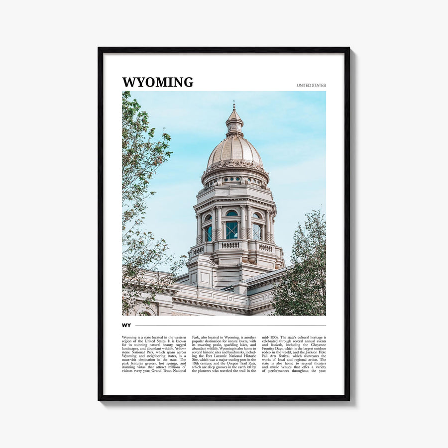 Wyoming colorful travel poster of United States – vertical wall art, unframed print shown in interior mockup