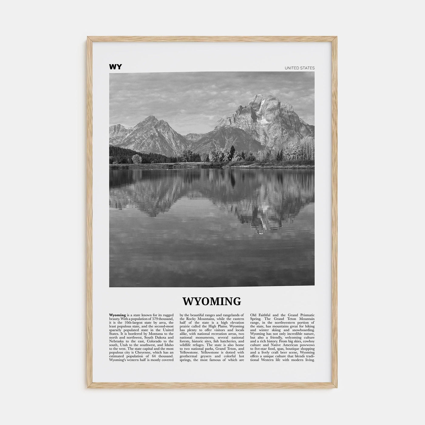 Wyoming No 2 Poster Natural Wood / 8x12 in Nbourhood Travel B&W Poster