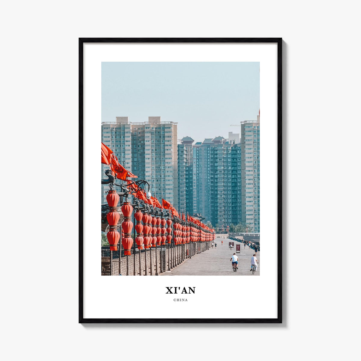 Xi'an colorful classic poster of China – vertical wall art, unframed print shown in interior mockup
