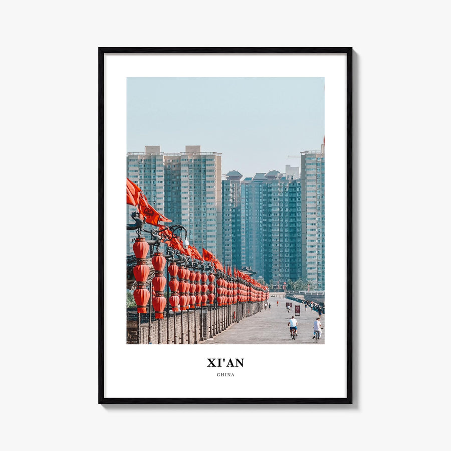 Xi'an colorful classic poster of China – vertical wall art, unframed print shown in interior mockup