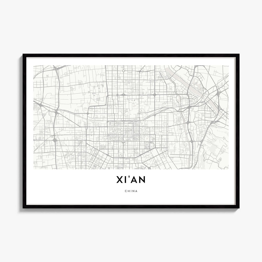 Xi'an Map Poster, framed poster mockup