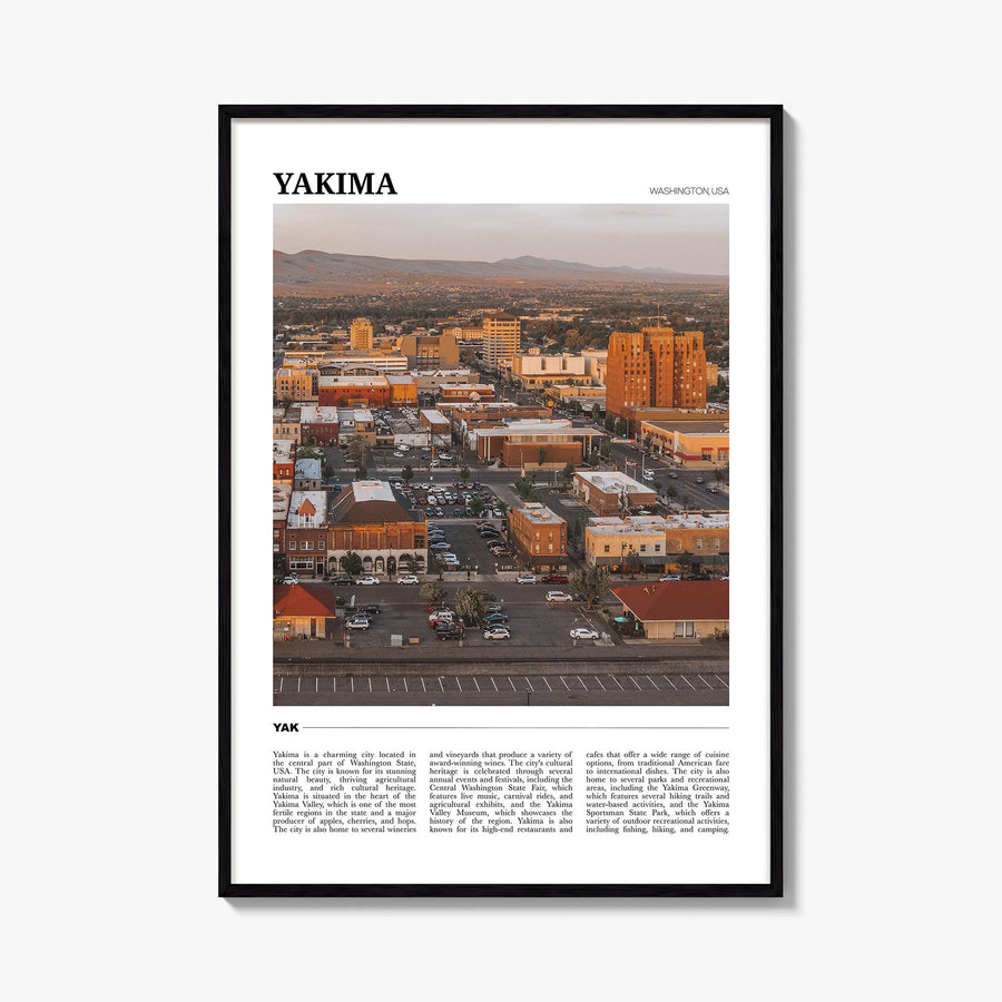 Yakima colorful travel poster of Washington, USA – vertical wall art, unframed print shown in interior mockup