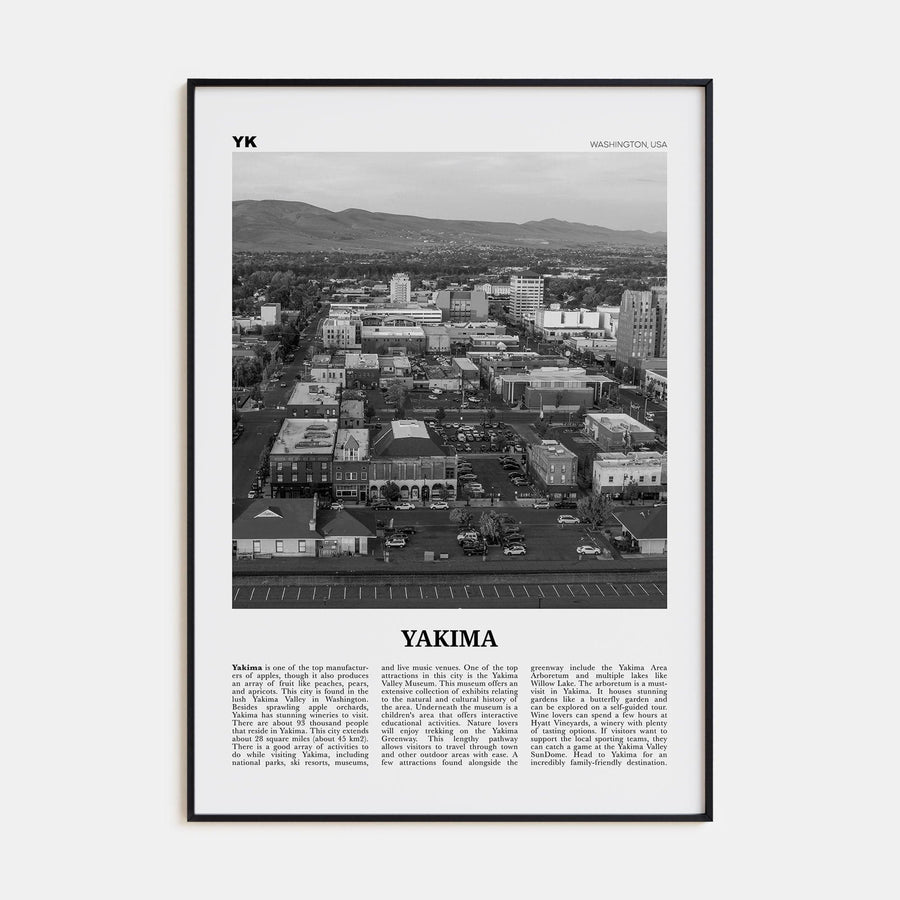 Yakima Poster Black Metal / 8x12 in Nbourhood Travel B&W Poster