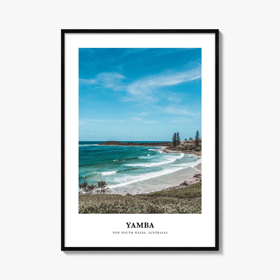 Yamba colorful classic poster of New South Wales, Australia – vertical wall art, unframed print shown in interior mockup
