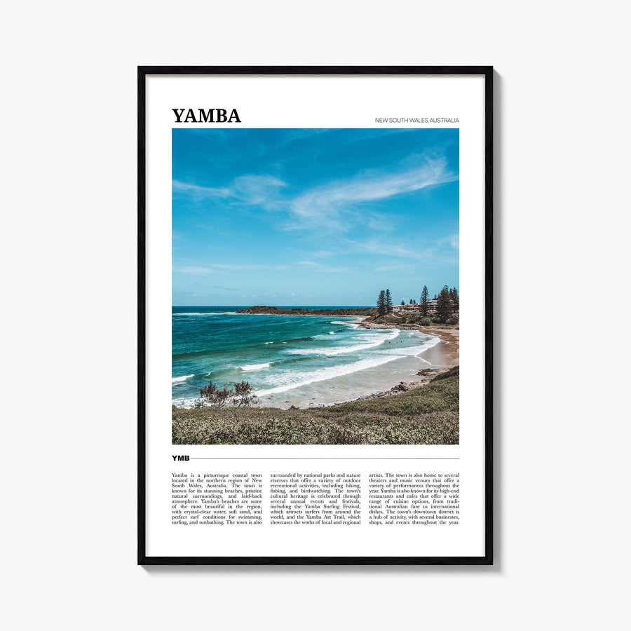 Yamba colorful travel poster of New South Wales, Australia – vertical wall art, unframed print shown in interior mockup