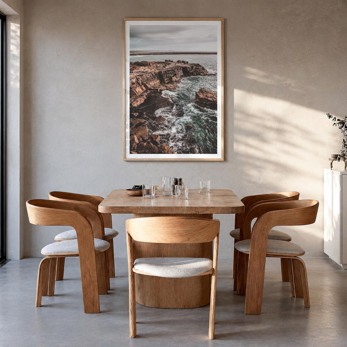 Yamba no. 1 colorful photo poster of New South Wales, Australia – vertical wall art in natural wood frame with white border, 
