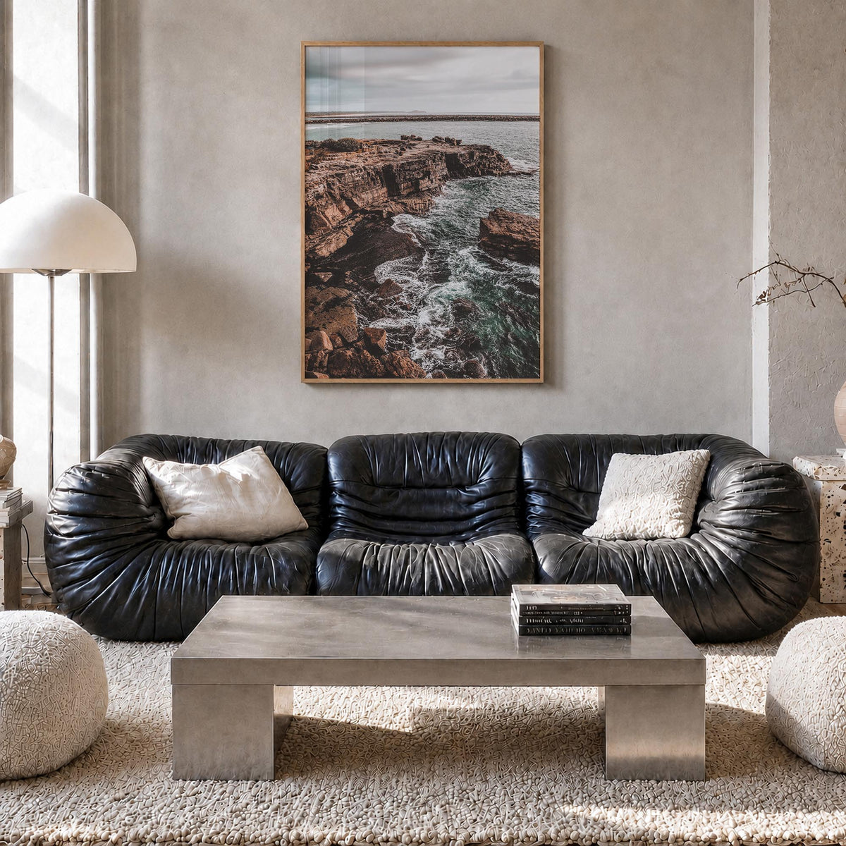 Yamba no. 1 colorful photo poster of New South Wales, Australia – vertical wall art in natural wood frame, hanging on wall