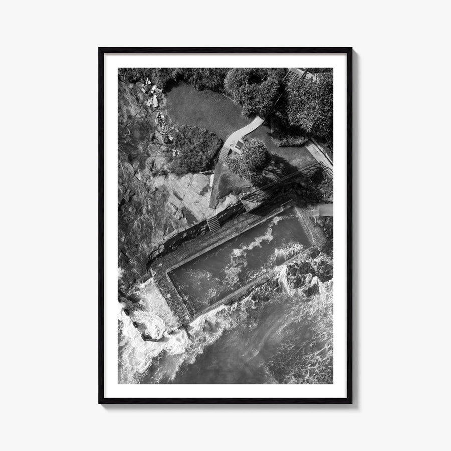 Yamba no. 1 black & white photo poster of Australia – vertical wall art, unframed print shown in interior mockup
