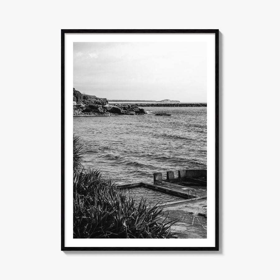 Yamba no. 2 black & white photo poster of Australia – vertical wall art, unframed print shown in interior mockup