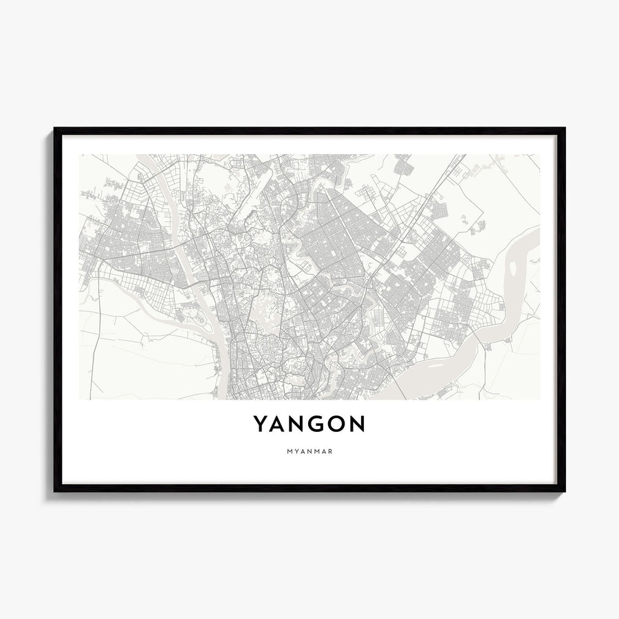 Yangon Map Poster, framed poster mockup