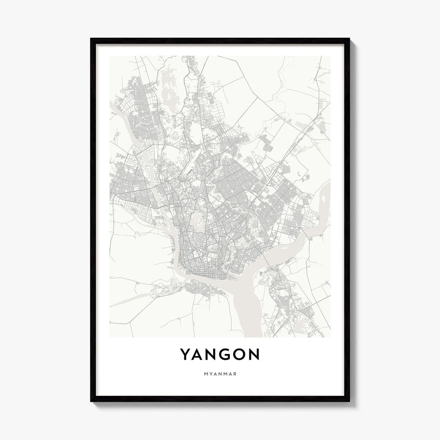 Yangon Map Poster, framed poster mockup