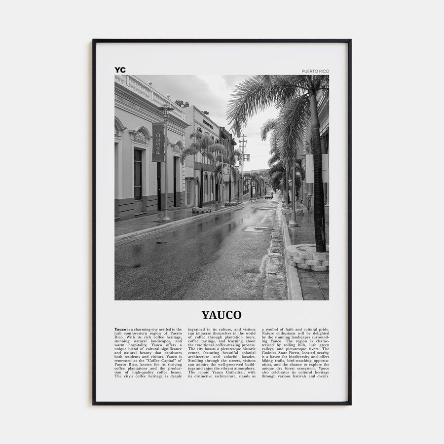 Yauco Poster Black Metal / 8x12 in Nbourhood Travel B&W Poster