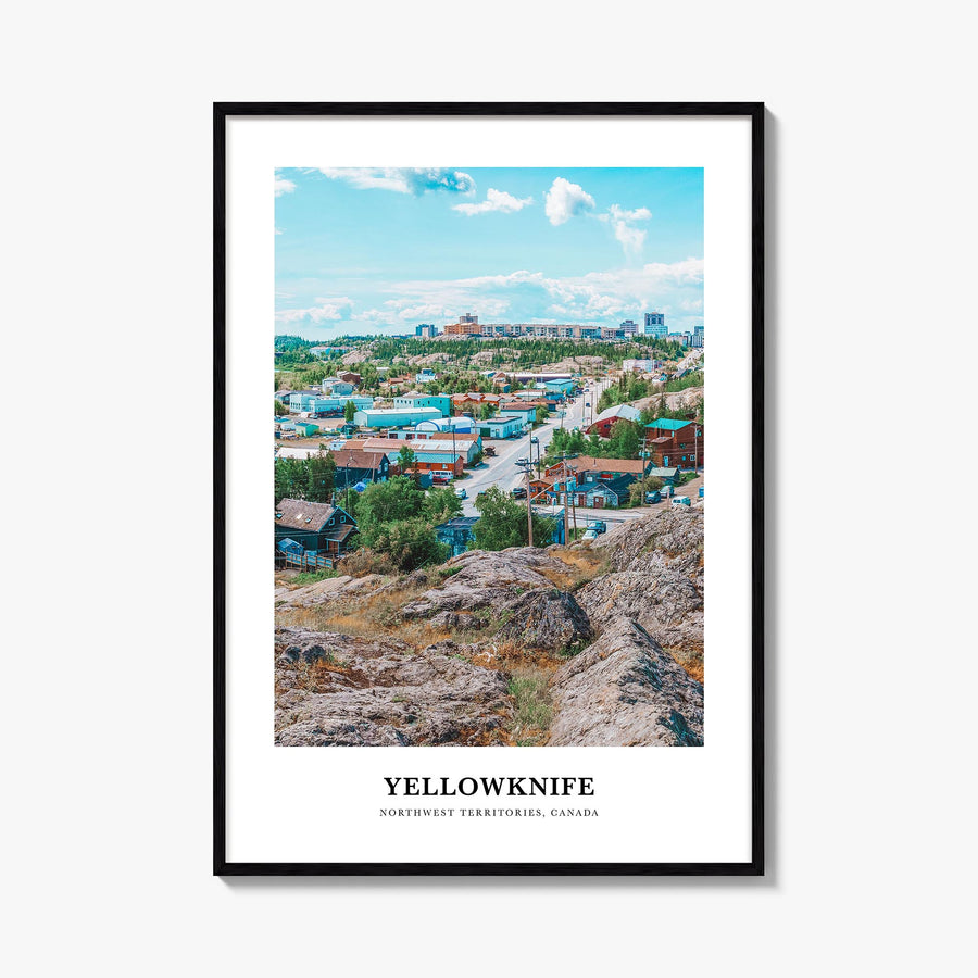 Yellowknife colorful classic poster of Canada – vertical wall art, unframed print shown in interior mockup