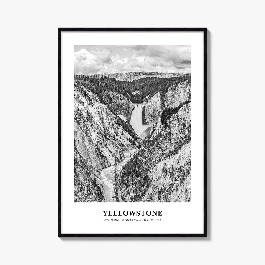 Yellowstone National Park black & white classic poster of Wyoming, Montana & Idaho, USA – vertical wall art, unframed print s