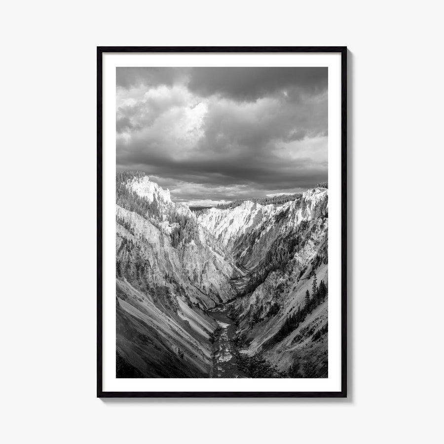 Yellowstone National Park black & white photo poster of Wyoming, Montana & Idaho, USA – vertical wall art, unframed print sho