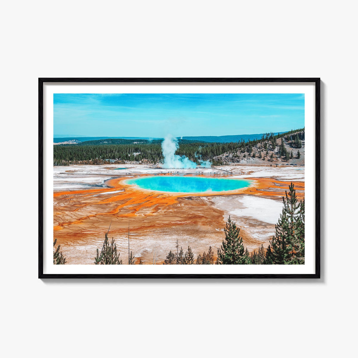 Yellowstone National Park colorful photo poster of Wyoming, Montana & Idaho, USA – horizontal wall art, unframed print shown 