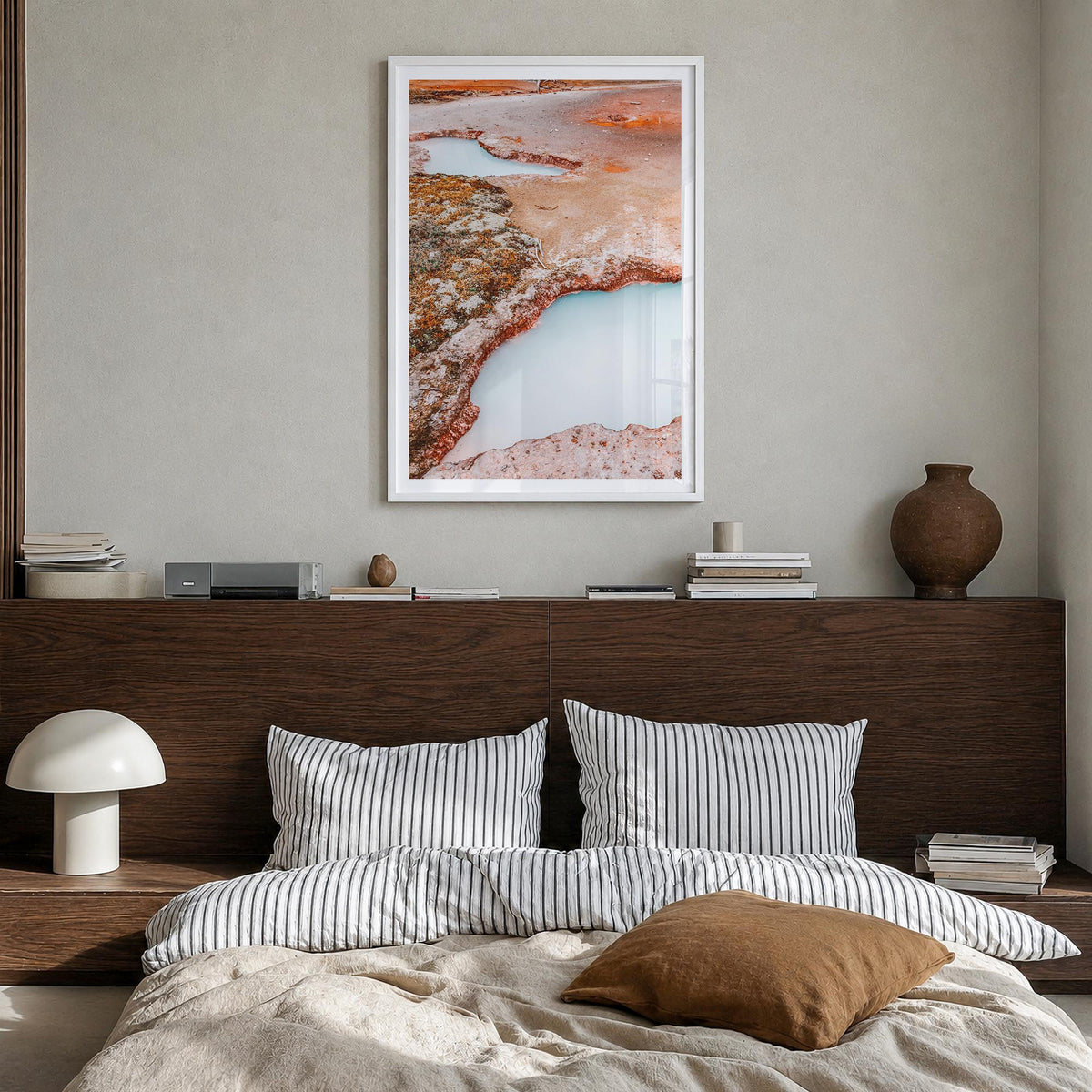 Yellowstone National Park no. 3 colorful photo poster of Wyoming, Montana & Idaho, USA – vertical wall art in white wood fram