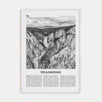 Yellowstone National Park Poster White Wood / 8x12 in Nbourhood Travel B&W Poster