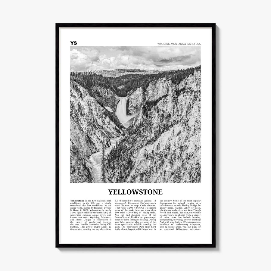 Yellowstone National Park Newspaper Poster, framed poster mockup