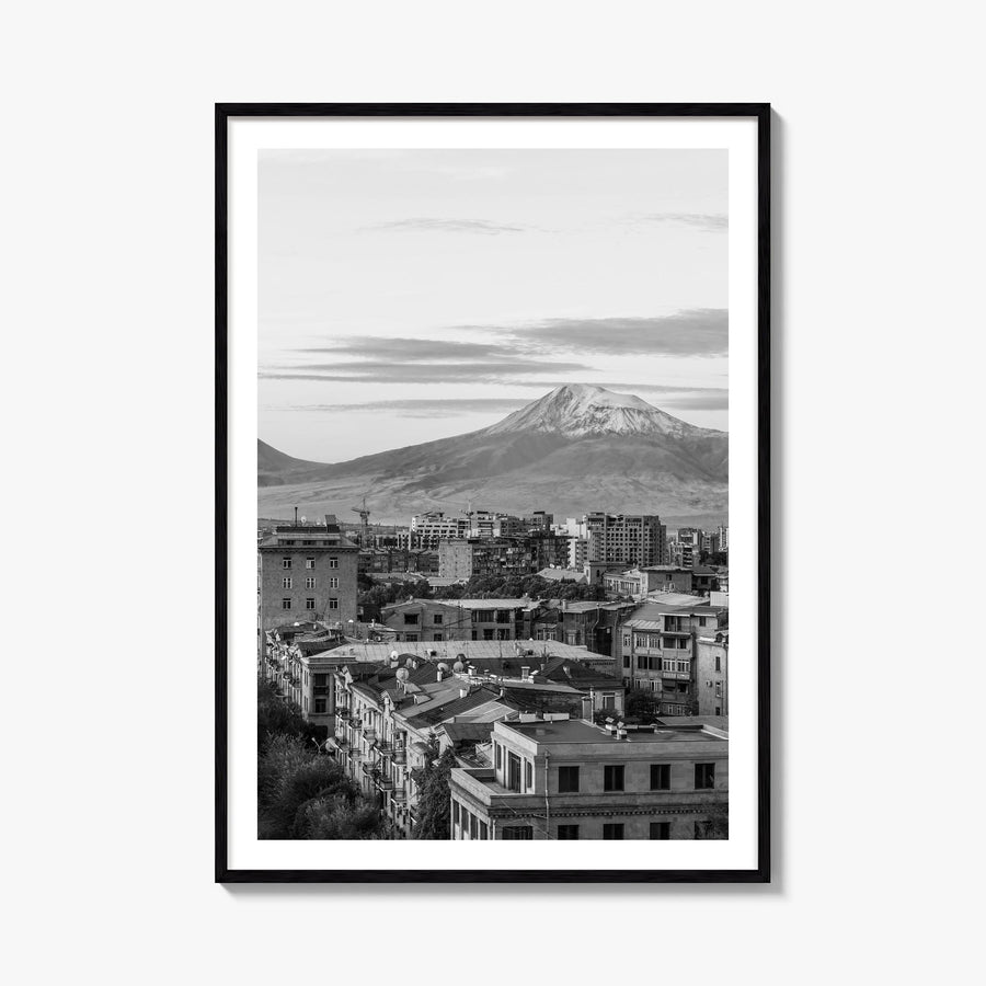 Yerevan black & white photo poster of Armenia – vertical wall art, unframed print shown in interior mockup