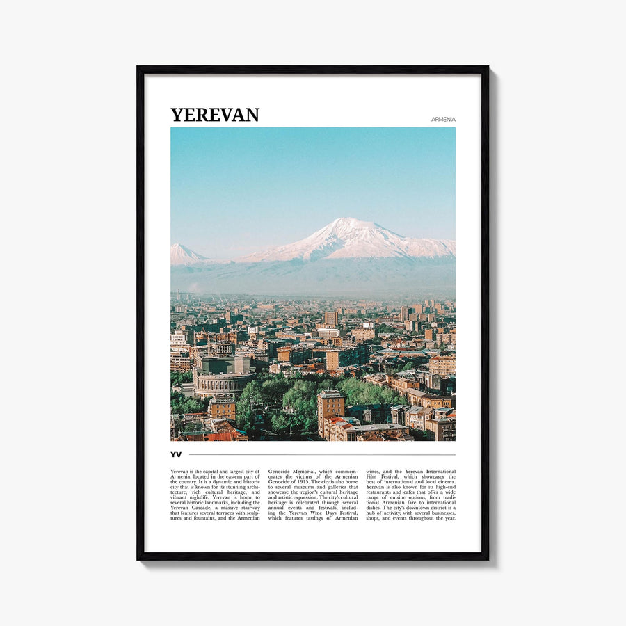 Yerevan colorful travel poster of Armenia – vertical wall art, unframed print shown in interior mockup