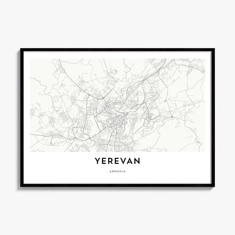 Yerevan Map Poster, framed poster mockup