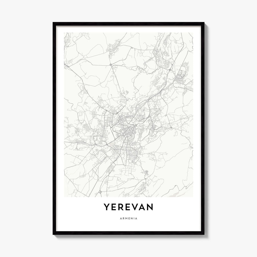 Yerevan Map Poster, framed poster mockup